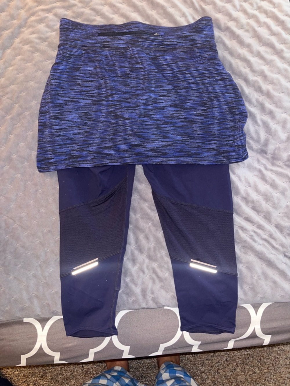 Athleta Blue and Black Space-Dye Running Skirt